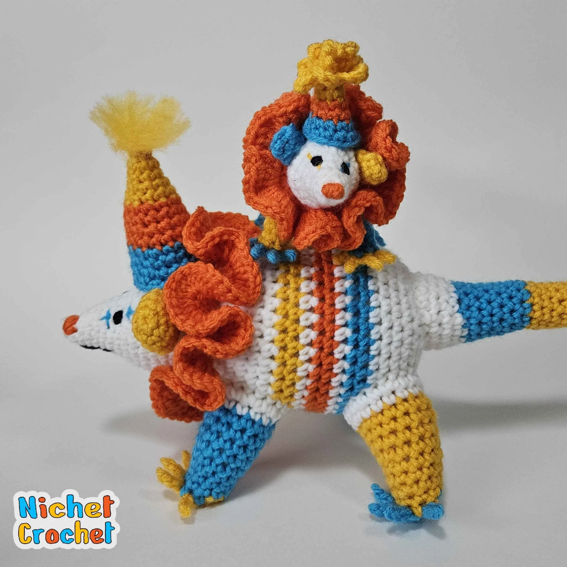Crochet Mini/Baby Kiwi Clown Opossum — Nichet Crochet